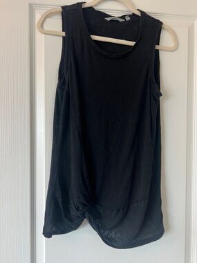 Athleta Linen Black Twist-Front Sleeveless Tank size Small